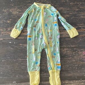 Little Sleepies Green and Yellow Animal Print Footie